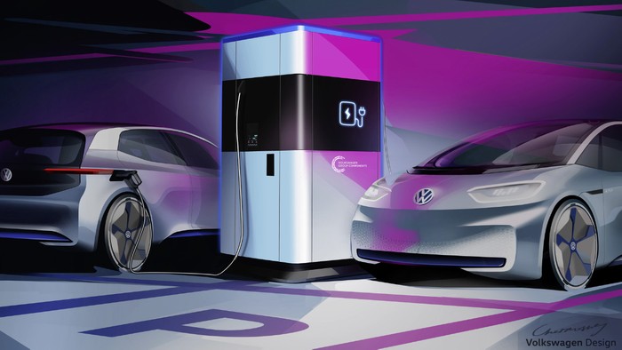VW repurposes MEB battery module to power portable charging station