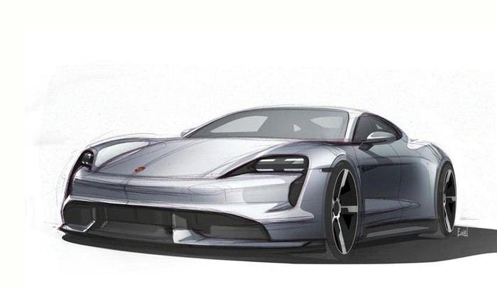 Porsche shows Taycan sketches ahead of full unveiling