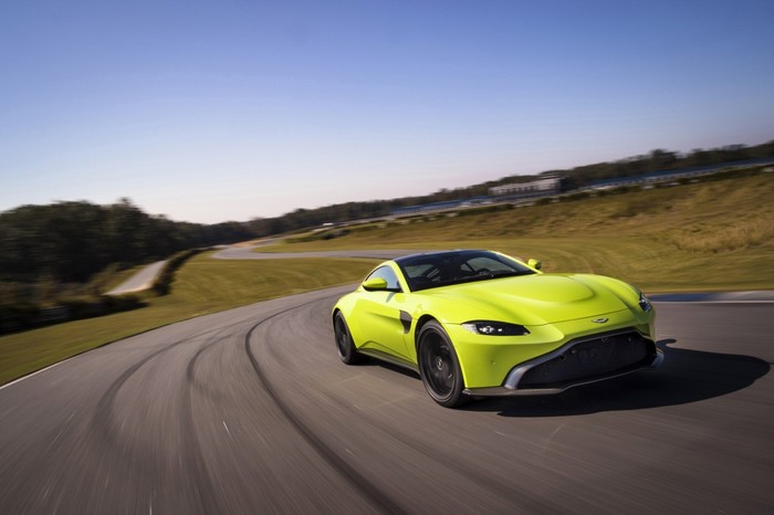 V12-powered Aston Martin Vantage up in the air