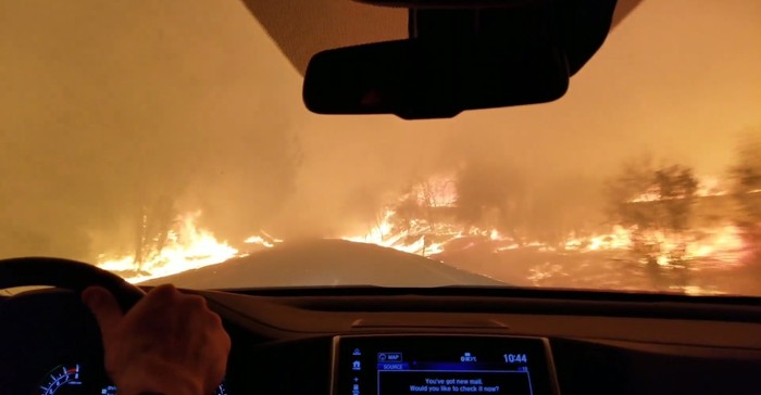 Family records harrowing escape by car from California wildfire