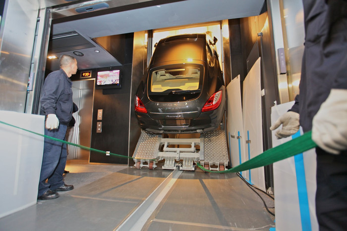 How to fit a Porsche Panamera into an elevator