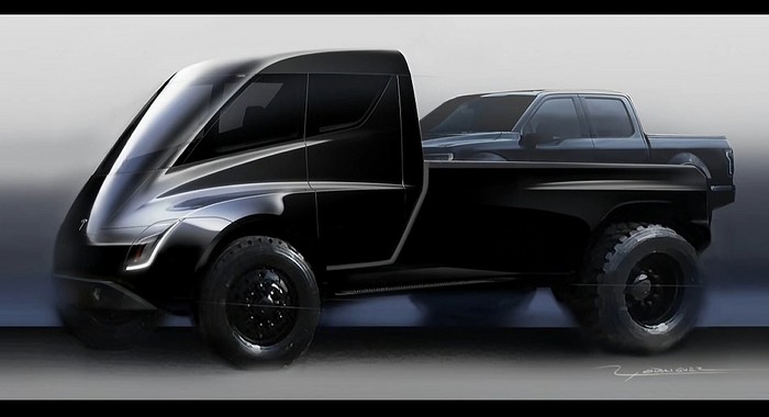 Tesla teases massive pickup with room for a F-150 in the bed