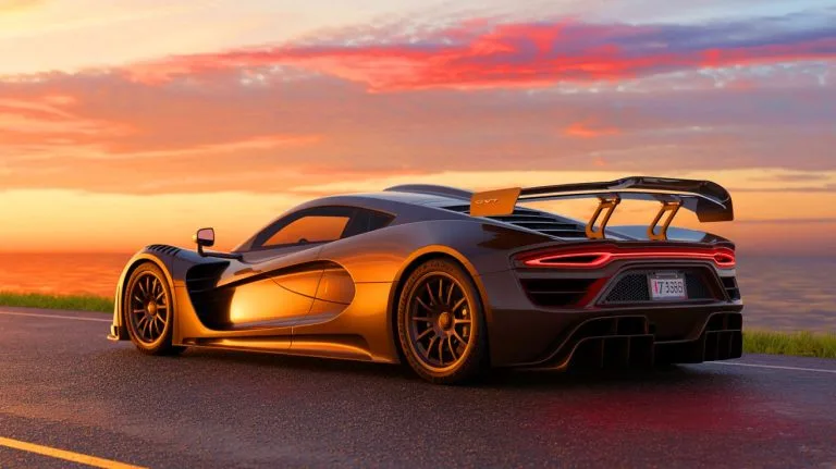 Illustration of the Hennessey Venom F5 Revolution LF hypercar with 2,031 horsepower.