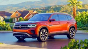 Illustration of the 2025 Volkswagen Atlas, a spacious family SUV focusing on comfort and utility.