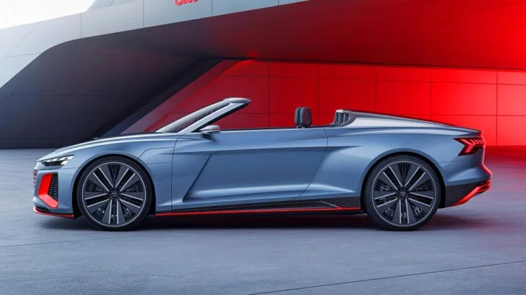 Illustration of the Audi Concept C electric convertible showcasing its sleek, futuristic design.
