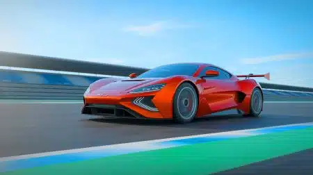 Illustration of BYD's Yangwang U9 Xtreme Hypercar Breaking Speed Records.