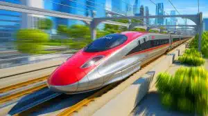 Illustration of China's CR450 bullet train showcasing its innovative design and high-speed capabilities.