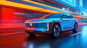Illustration of Dongfeng's new electric vehicle models showcasing advanced battery technology and high-speed charging capabilities.