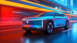 Illustration of Dongfeng's new electric vehicle models showcasing advanced battery technology and high-speed charging capabilities.