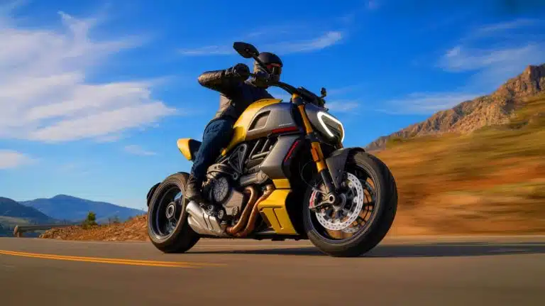 Illustration of the Ducati Diavel V4 RS showcasing its advanced design and performance features.