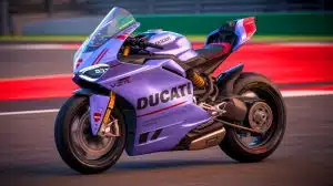 Illustration of the Ducati V21L MotoE prototype featuring solid-state lithium-metal battery technology.