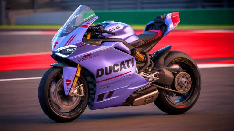 Illustration of the Ducati V21L MotoE prototype featuring solid-state lithium-metal battery technology.