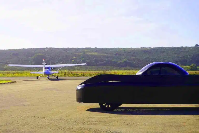 Illustration of Alef's Model Zero prototype flying car being tested in Silicon Valley airspace.