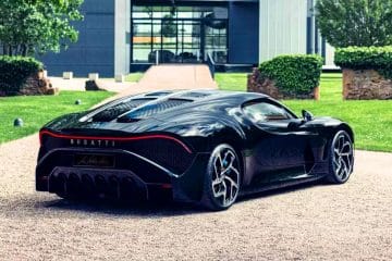 Illustration of the Bugatti La Voiture Noire, a unique and exclusive hypercar masterpiece.