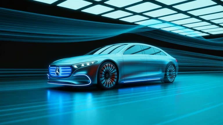 Illustration of Mercedes-Benz's latest electric vehicle showcasing advanced aerodynamic design features.