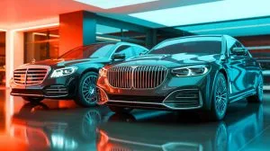 Illustration of Mercedes-Benz and BMW logos symbolizing their potential engine collaboration.