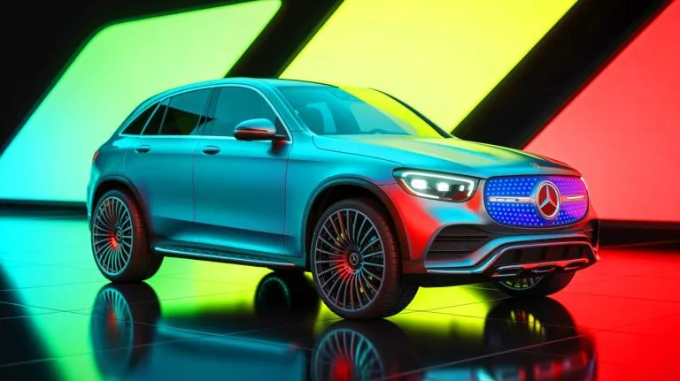 Illustration of the newly unveiled electric Mercedes-Benz GLC at the Munich Motor Show 2025.