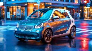 Illustration of the Smart #2, a two-seater electric vehicle designed by Mercedes-Benz, set for release in late 2026.