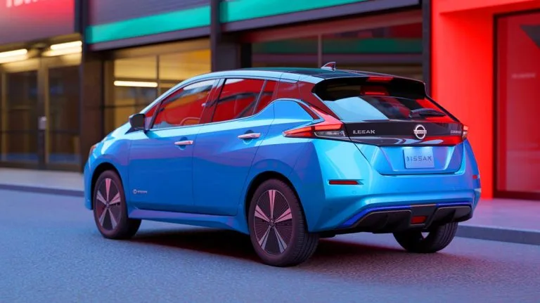 Illustration of the 2026 Nissan LEAF showcased as an affordable, third-generation electric vehicle with enhanced features.