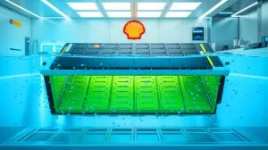 Illustration of an electric vehicle battery cooling system using Shell's EV-Plus Thermal Fluid.