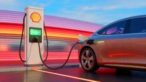 Illustration of Shell's thermal management fluid for electric vehicles designed to reduce charging times.