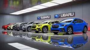 Illustration of Subaru surpassing Toyota and Lexus in reliability rankings.