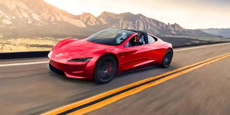 Illustration of the anticipated second-generation Tesla Roadster showcasing its sleek design and innovative features.