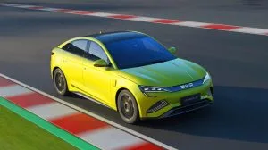 Illustration of the BYD Yangwang U9 Track Edition, the world's most powerful electric vehicle with 3,000 horsepower.