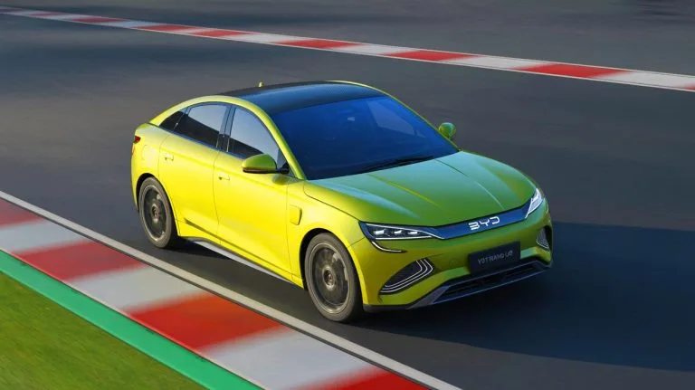 Illustration of the BYD Yangwang U9 Track Edition, the world's most powerful electric vehicle with 3,000 horsepower.