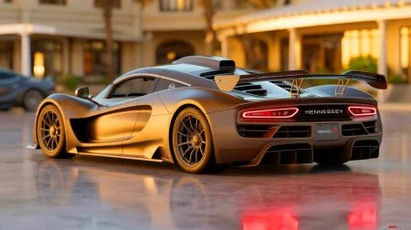 Illustration of the Hennessey Venom F5 Revolution LF hypercar showcased at Monterey Car Week.