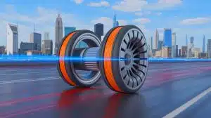 Illustration of a revolutionary wheel design applying force directly to the road.