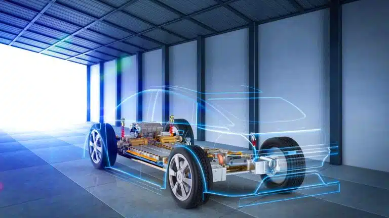 “Chinese Engineers Build Flying Battery Bomb”: Overheating Car Launches Heavy Pack Several Yards Away While Parking Lots Become Danger Zones Forever Illustration of an electric vehicle ejecting an overheating battery as a safety measure.