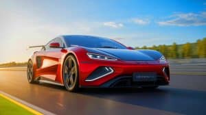 Illustration of the BYD Yangwang U9 Track Edition electric supercar highlighting its advanced design and performance capabilities.