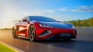 Illustration of the BYD Yangwang U9 Track Edition electric supercar highlighting its advanced design and performance capabilities.