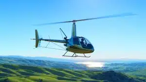 Illustration of YouTuber Mark Rumsey piloting the Mirocopter SCH-2A over California.