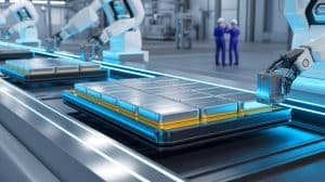 Illustration of a new battery design that extends electric vehicle range by up to 50% without increasing size.