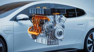 Illustration of Mahle's innovative multi-fuel engine-generator designed to extend the range of electric vehicles.