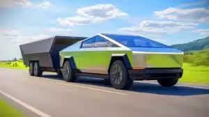 Illustration of Tesla's inflatable aerodynamic deflector designed to enhance Cybertruck's towing efficiency.