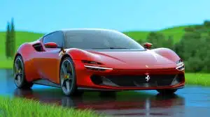 Illustration of Ferrari's First Fully Electric Vehicle, the Elettrica, Showcasing Its Innovative Design and Advanced Technology.
