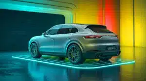Illustration of Porsche's inductive electric vehicle charging system showcased at IAA Mobility.