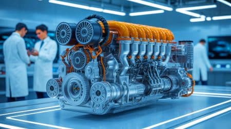 Illustration of the balance between traditional and alternative engine technologies in the automotive industry.