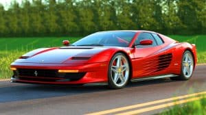 Illustration of the Ferrari 849 Testarossa, a hybrid hypercar with over 1,000 horsepower and advanced design features.