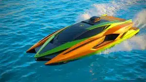Illustration of the Seabob SE63, a luxury watercraft collaboration between Lamborghini and Cayago.