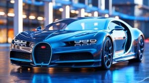 Illustration of Dreame Technology's first electric vehicle resembling the Bugatti Chiron.