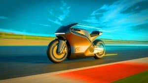 Illustration of Lightfighter's Electric Track Bikes Showcasing Cutting-Edge Design and Performance on the Racetrack.