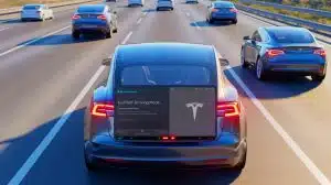Illustration of Tesla's Full Self-Driving Mode Encouragement for Drowsy Drivers.