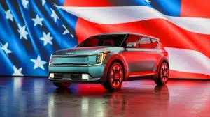 Illustration of Kia's electric vehicle lineup facing challenges due to tariff disputes in the U.S. market.