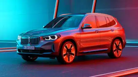 Illustration of the 2027 BMW iX3 electric SUV showcasing its innovative design and advanced technology.