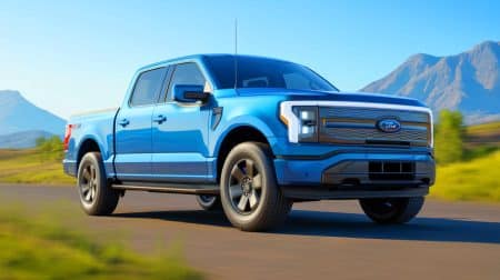 Illustration of the Ford F-150 Lightning with a range-extender plug-in hybrid system.