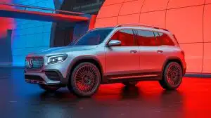 Illustration of the 2027 Mercedes-Benz GLB with its new electric powertrains and advanced technology features.